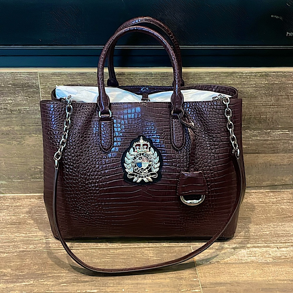NWT Ralph Lauren Bordeaux Buillon Large Marcy Satchel **Sold out online**